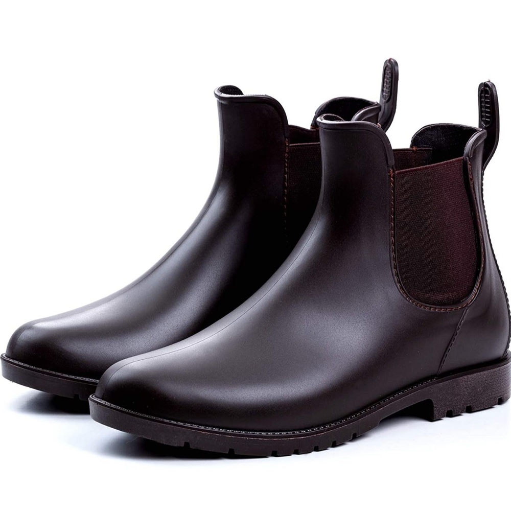 Women's Short Ankle Rain Boots Anti Slip Waterproof Slip On Chelsea Booties - Picture 2 of 6